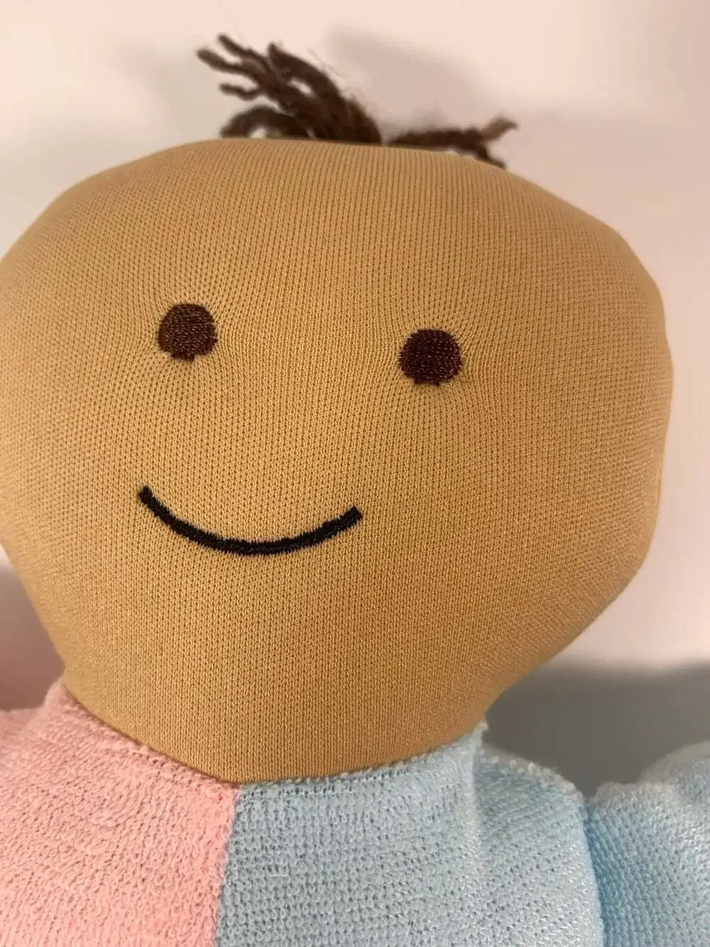 Terry Cloth The Children’s Factory pastel Pink Blue Baby Doll Plush brown yarn